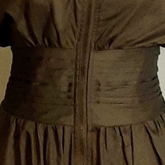 A-line Short Sleeve Rushed Elastic Waist Dress - Picture 2 of 3